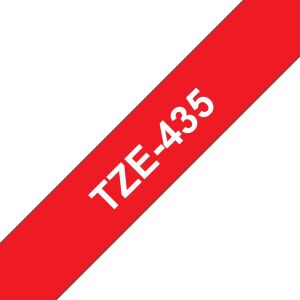 Brother TZE-435 Etiketten erstellendes Band Weiss auf Rot