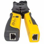 Intellinet Universal Crimpwerkzeug und Kabeltester, 2-in-1-Werkzeug zum Schneiden, Abisolieren, Crimpen und Testen