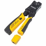 Intellinet Universal Crimpwerkzeug und Kabeltester, 2-in-1-Werkzeug zum Schneiden, Abisolieren, Crimpen und Testen