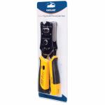 Intellinet Universal Crimpwerkzeug und Kabeltester, 2-in-1-Werkzeug zum Schneiden, Abisolieren, Crimpen und Testen