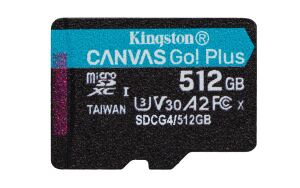 Kingston Technology 512GB microSDXC Canvas Go Plus Gen4 200R A2 U3 Einzelpaket ohne ADP
