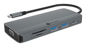 ICY BOX IB-DK4040a-CPD, 10 in 1 USB-C Docking station, 1x HDMI 4K60Hz, 1x VGA, 3x USB-A 5G, 1x USB-C 5G, 1x USB-C for PD 100W, 1x LAN 1Gb, 2xCardreader