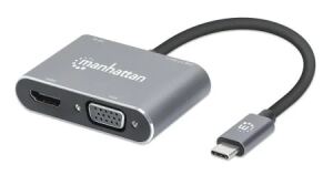 Manhattan 130691 laptop-dockingstation & portreplikator Kabelgebunden USB 3.2 Gen 1 (3.1 Gen 1) Type-C Grau