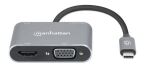 Manhattan 130691 laptop-dockingstation & portreplikator Kabelgebunden USB 3.2 Gen 1 (3.1 Gen 1) Type-C Grau