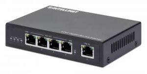 Intellinet 4-Port Gigabit Ultra PoE-Extender, Verlängert PoE-Reichweite um 100 m, PoE-Strombudget 90 W, vier PSE-Ports mit jeweils 30 W Ausgangsleistung, IEEE 802.3bt/at/af-konform, Metallgehäuse