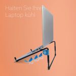 R-Go Tools Laptopständer R-Go Steel Travel, ergonomisch faltbarer und einstellbarer Laptopständer, Stahl, Schwarz
