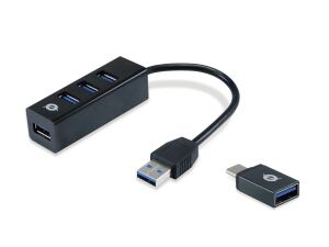 Conceptronic HUBBIES 4-Port-USB 3.0-Hub und OTG-Adapter für USB-C