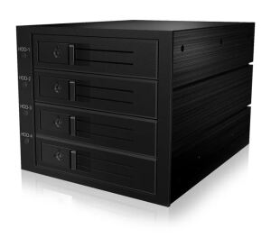 ICY BOX IB-564SAS-12G, Backplane, 4x 3,5" SAS/SATA (I/II/III) HDD in 3x 5,25" Einschübe, Hot Swap, trägerloser HDD Einbau, MiniSAS Connector, Lüfter