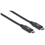 Manhattan SuperSpeed+ USB-C Anschlusskabel, USB 3.1 Gen2, Typ C-Stecker auf Typ C-Stecker, 10 Gbit/s, 5 A, 1 m, schwarz
