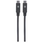 Manhattan SuperSpeed+ USB-C Anschlusskabel, USB 3.1 Gen2, Typ C-Stecker auf Typ C-Stecker, 10 Gbit/s, 5 A, 1 m, schwarz