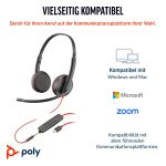HP Poly Blackwire 3225 Stereo USB-C-Headset +3,5-mm-Stecker +USB-C/A-Adapter (Packungseinheit)