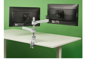 R-Go Tools Monitorhalterung R-Go Zepher, verstellbarer Doppel-Monitorarm, 100% Zirkular, bis 8 kg belastbar, schwarz