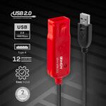 Lindy 42782 USB Kabel USB 2.0 12 m USB A 0,48 Gbit/s Schwarz