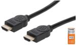Manhattan Zertifiziertes Premium High Speed HDMI-Kabel mit Ethernet-Kanal, 4K@60Hz, HEC, ARC, 3D, 18 Gbit/s Bandbreite, HDMI-Stecker auf HDMI-Stecker, geschirmt, schwarz, 1 m