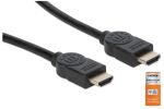 Manhattan Zertifiziertes Premium High Speed HDMI-Kabel mit Ethernet-Kanal, 4K@60Hz, HEC, ARC, 3D, 18 Gbit/s Bandbreite, HDMI-Stecker auf HDMI-Stecker, geschirmt, schwarz, 1 m