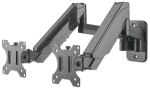Manhattan Universal-Wandhalterung mit Gasdruckfeder für zwei Monitore, Zwei Halterungsarme mit Gasdruckfeder, Kugelgelenk und Verlängerungsarm, geeignet für zwei Monitore von 17" bis 32"* und bis zu 8 kg pro Arm