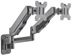 Manhattan Universal-Wandhalterung mit Gasdruckfeder für zwei Monitore, Zwei Halterungsarme mit Gasdruckfeder, Kugelgelenk und Verlängerungsarm, geeignet für zwei Monitore von 17" bis 32"* und bis zu 8 kg pro Arm