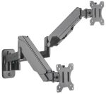 Manhattan Universal-Wandhalterung mit Gasdruckfeder für zwei Monitore, Zwei Halterungsarme mit Gasdruckfeder, Kugelgelenk und Verlängerungsarm, geeignet für zwei Monitore von 17" bis 32"* und bis zu 8 kg pro Arm