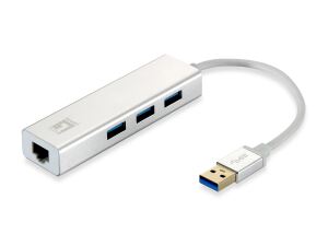 LevelOne USB-0503 Gigabit USB Netzwerkadapter mit USB Hub