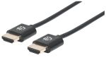 Manhattan Ultradünnes High Speed HDMI-Kabel mit Ethernet-Kanal, HEC, ARC, 3D, 4K, HDMI-Stecker auf HDMI-Stecker, geschirmt, schwarz, 0,5 m