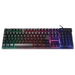 Manhattan USB-Gaming-Tastatur mit LEDs und Metallunterseite, 12 Funktionstasten, Metallunterseite, farbige LED-Hintergrundbeleuchtung, 19 Anti-Ghosting-Tasten, Schutzklasse IPX4 (spritzwassergeschützt), schwarz