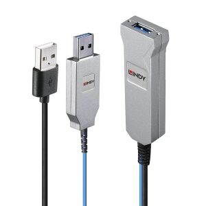 Lindy 43345 USB Kabel USB 3.2 Gen 1 (3.1 Gen 1) 30 m USB A 2 x USB A 5 Gbit/s Blau, Silber