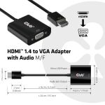 CLUB3D CAC-1302 Videokabel-Adapter 0,5 m HDMI Typ A (Standard) VGA (D-Sub) Schwarz
