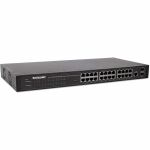 Intellinet 24-Port Web-Managed Gigabit Ethernet Switch mit 2 SFP-Ports, 24 x 10/100/1000 Mbit/s RJ45 Ports + 2 x SFP, IEEE 802.3az Energy Efficient Ethernet, SNMP, QoS, VLAN, ACL, 19" Rackmount