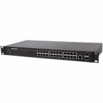 Intellinet 24-Port Web-Managed Gigabit Ethernet Switch mit 2 SFP-Ports, 24 x 10/100/1000 Mbit/s RJ45 Ports + 2 x SFP, IEEE 802.3az Energy Efficient Ethernet, SNMP, QoS, VLAN, ACL, 19" Rackmount