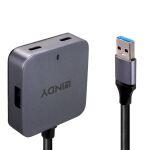 Lindy 43388 Schnittstellen-Hub USB 3.2 Gen 1 (3.1 Gen 1) Type-A 5000 Mbit/s Schwarz, Grau