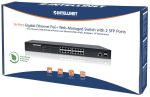Intellinet 16-Port Gigabit Ethernet PoE+ Web-Managed Switch mit 2 SFP-Ports, IEEE 802.3at/af Power over Ethernet (PoE+/PoE)-konform, 374 W, Endspan, PDM-Funktion, 19" Rackmount