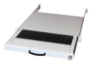 Equip 19" Tastaturschublade mit. Tastatur US + Trackball, lichtgrau RAL 7035