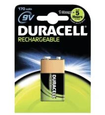 Duracell 056008 Haushaltsbatterie Wiederaufladbarer Akku 9V Nickel-Metallhydrid (NiMH)