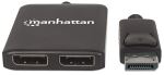 Manhattan DisplayPort auf 2-Port DisplayPort MST-Hub, Zum Verteilen eines DisplayPort-Signals auf zwei DisplayPort-Monitore, Anzeigemodi Gespiegelt, Erweitert und Videowand, 4K@30Hz, Stromversorgung über USB, schwarz