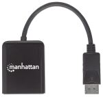 Manhattan DisplayPort auf 2-Port DisplayPort MST-Hub, Zum Verteilen eines DisplayPort-Signals auf zwei DisplayPort-Monitore, Anzeigemodi Gespiegelt, Erweitert und Videowand, 4K@30Hz, Stromversorgung über USB, schwarz