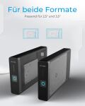 ICY BOX IB-382H-C31, USB 3.2 Gen 2 Gehäuse für 2,5 od. 3,5 SATA HDD/SSD, integrierter Hub 1x USB-C 2x USB-A, 10 Gbit/s, 12V 3A Netzteil, schwarz