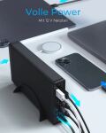 ICY BOX IB-382H-C31, USB 3.2 Gen 2 Gehäuse für 2,5 od. 3,5 SATA HDD/SSD, integrierter Hub 1x USB-C 2x USB-A, 10 Gbit/s, 12V 3A Netzteil, schwarz