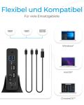 ICY BOX IB-382H-C31, USB 3.2 Gen 2 Gehäuse für 2,5 od. 3,5 SATA HDD/SSD, integrierter Hub 1x USB-C 2x USB-A, 10 Gbit/s, 12V 3A Netzteil, schwarz