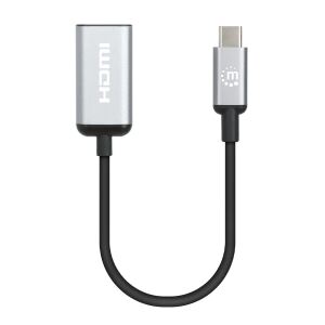 Manhattan 153706 Videokabel-Adapter 0,15 m USB Typ-C HDMI Typ A (Standard) Schwarz, Silber