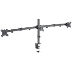 Manhattan Tischhalterung mit Monitorarm für drei Displays, Geeignet für drei Displays von 13" bis 27", einer zentral montiert, zwei auf den Monitorarmen, zweifach schwenkbar