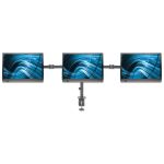 Manhattan Tischhalterung mit Monitorarm für drei Displays, Geeignet für drei Displays von 13" bis 27", einer zentral montiert, zwei auf den Monitorarmen, zweifach schwenkbar