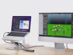 Conceptronic DONN27G Laptop-Ständer mit 7-in-1-Dockingstation, 360° drehbare Basis, faltbar, höhenverstellbar