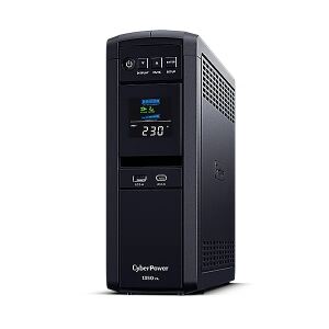 CyberPower CP1350EPFCLCD Line-Interactive USV 1350VA/810W Reine Sinuswelle, AVR, LCD, USB (HID), DB9, RJ45 Lan Protection, Ausgang (6) Schuko, Expansion Port für opt. Netzwerkkomunikation, USB A+C Ladegerät