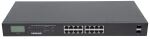 Intellinet 16-Port Gigabit Ethernet PoE+ Switch mit 2 SFP-Ports und LCD-Anzeige, LCD-Anzeige, IEEE 802.3at/af Power over Ethernet (PoE+/PoE)-konform, 370 W, Endspan, 19" Rackmount