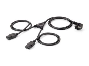 Equip Hochwertiges Strom-Y-Kabel, Schuko auf 2 x C13, 1.8m