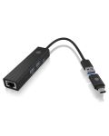 ICY BOX IB-HUB1439-LAN, USB 3.2 Gen 1 HUB und LAN Adapter, Type-A+C zu 2x USB-A & 1x USB-C® & Gigabit LAN, USB Type-A zu Type-C Adapter, Aluminium, schwarz