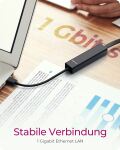ICY BOX IB-HUB1439-LAN, USB 3.2 Gen 1 HUB und LAN Adapter, Type-A+C zu 2x USB-A & 1x USB-C® & Gigabit LAN, USB Type-A zu Type-C Adapter, Aluminium, schwarz