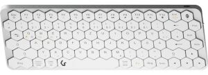 KeySonic KSK-5020BT-S (DE), Mini Tastatur mit wabenförmigen Tasten, kabellose Verbindung, Multimediatasten, Aluminium, Silber/Weiß