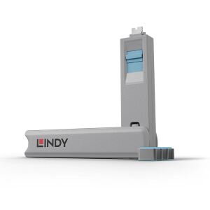 Lindy 40465 Schnittstellenblockierung Schnittstellenblockierung + Schlüssel USB Typ-C Blau Acrylnitril-Butadien-Styrol (ABS) 1 Stück(e)