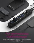 ICY BOX IB-HUB1717-U3, 16+1 port USB Hub, 16x USB, 1x USB Laden, USB 3.2 Gen 1, 96W Netzteil, Aluminium, schwarz